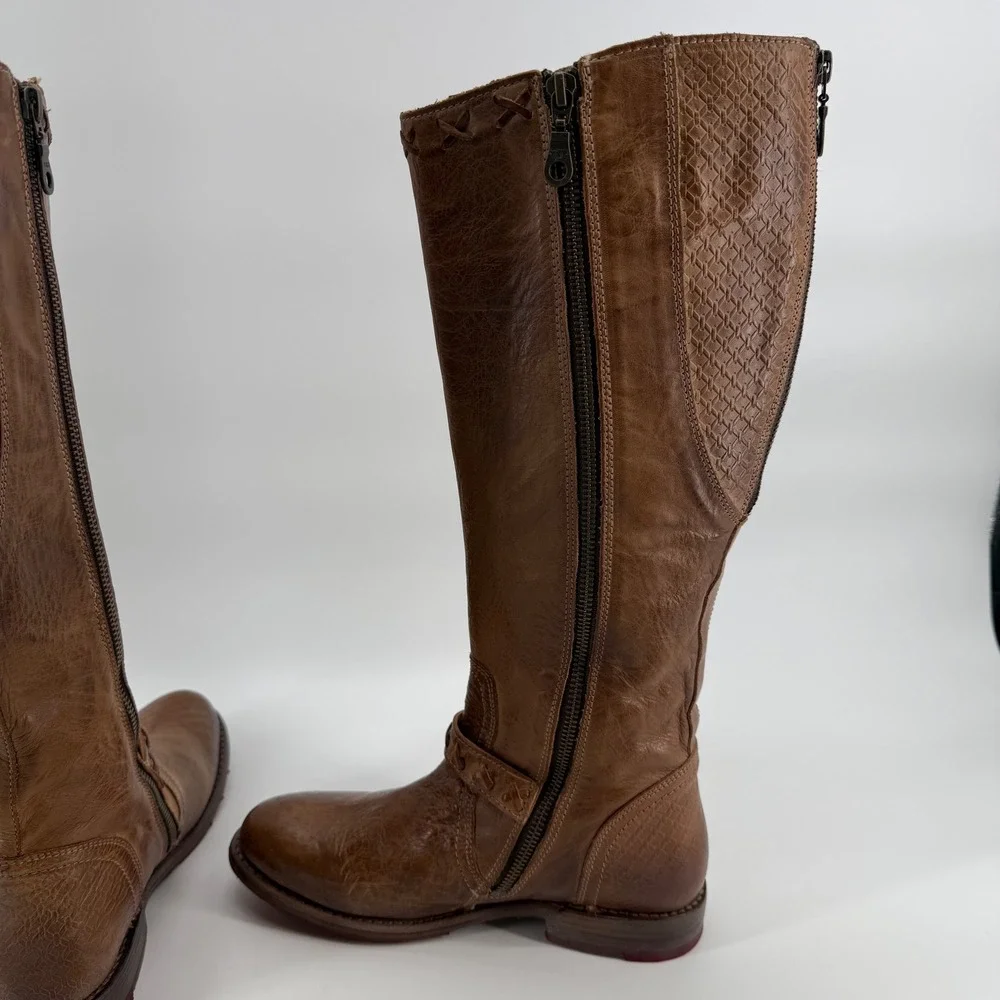 Bed‎ Stu Cobbler Series Distressed Riding Boots Womens 7 Brown Leather Tall